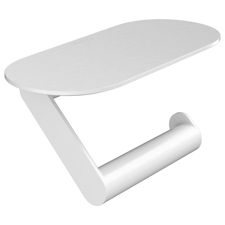 Toilet Paper Holder WallStoris with Shelf Matte White Plastic 3-7/8 Inch Wall Mount - Image 1