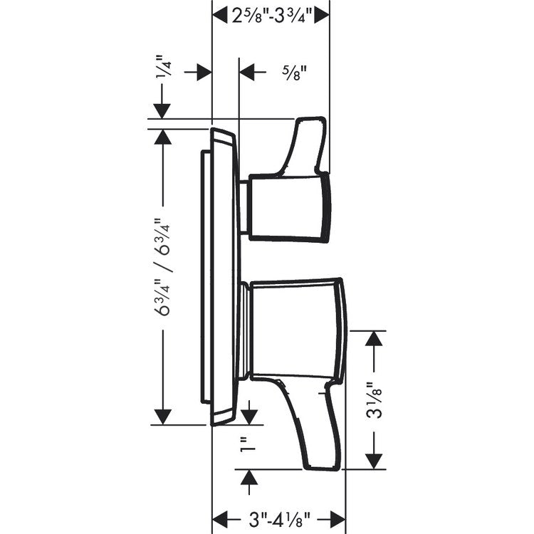 Pressure Balance Valve Trim Ecostat Classic Square 2 Lever Matte Black ADA 4.5 Gallons per Minute - Image 2