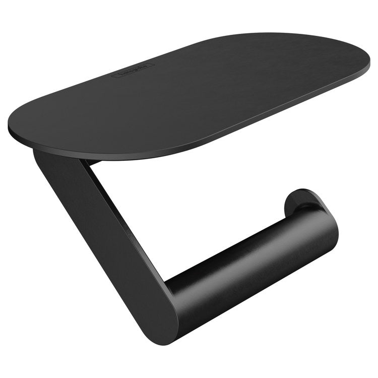 Toilet Paper Holder WallStoris with Shelf Matte Black Plastic 3-7/8 Inch Wall Mount - Image 1