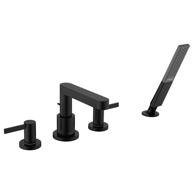 Roman Tub Trim Finoris with Handshower 2 Lever Matte Black WaterSense 8-3/4 Inch Spread 4 Hole - Image 1