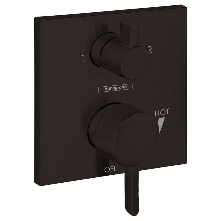 Pressure Balance Valve Trim Ecostat with Diverter 2 Lever Matte Black ADA for Rough-In Valve 01850181 - Image 1