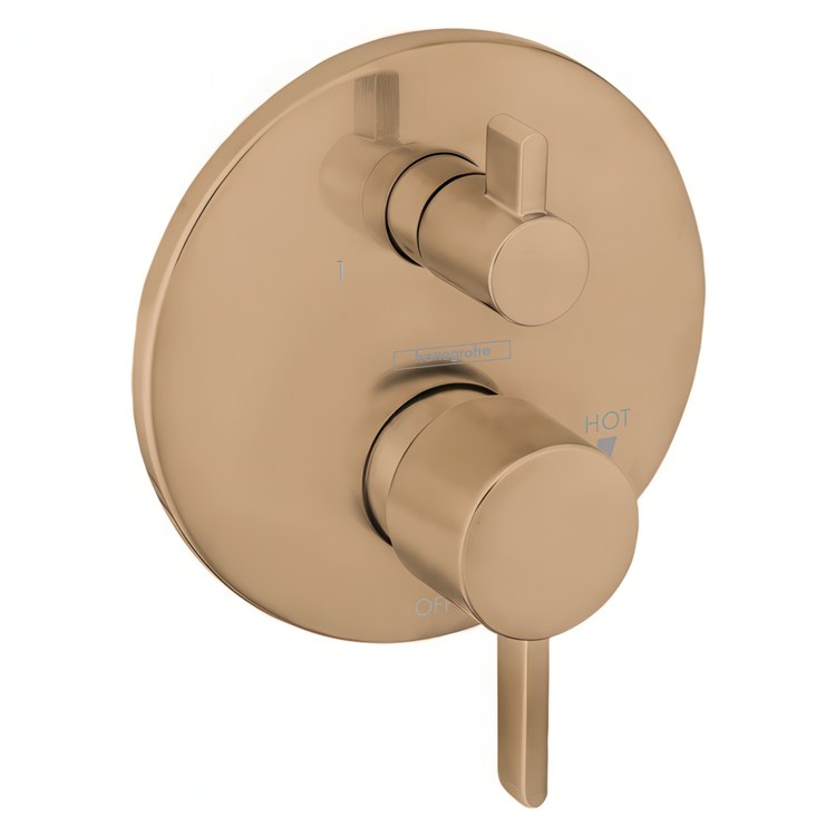 Pressure Balance Valve Trim Ecostat S Round with Diverter 1 Lever Brushed Bronze ADA 4.5 Gallons per Minute - Image 1
