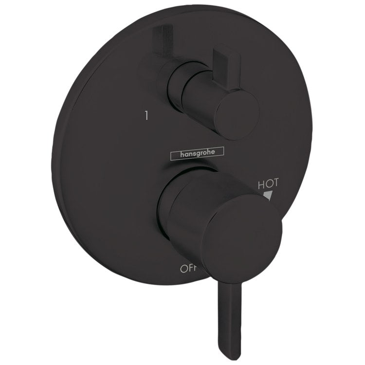 Pressure Balance Valve Trim Ecostat S Round with Diverter 1 Lever Matte Black ADA 4.5 Gallons per Minute - Image 1