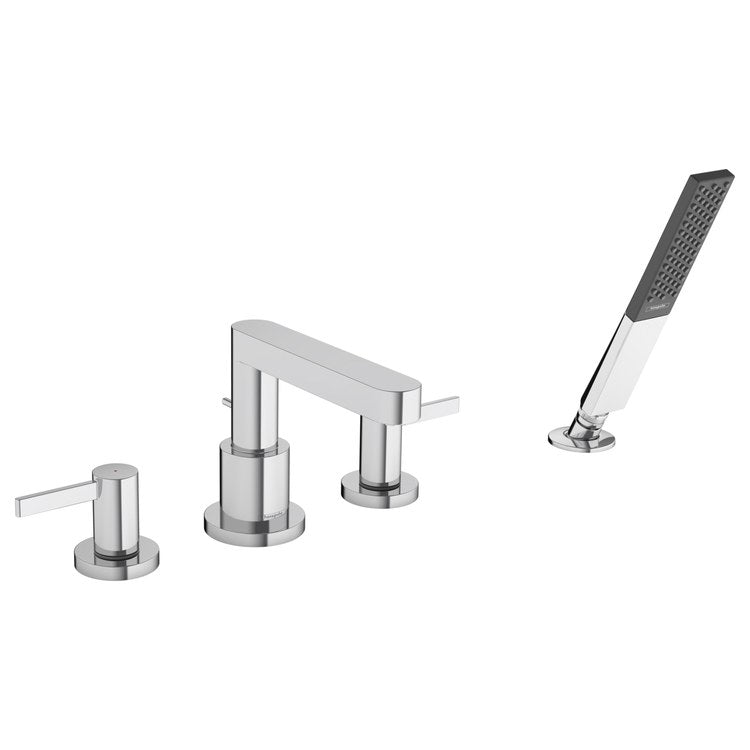 Roman Tub Trim Finoris with Handshower 2 Lever Chrome WaterSense 8-3/4 Inch Spread 4 Hole - Image 1