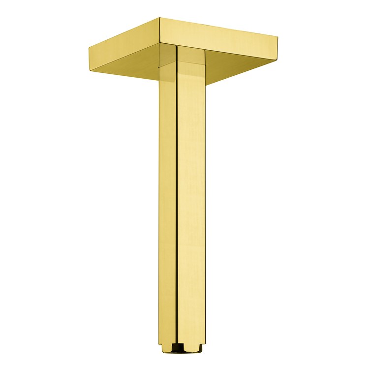 Shower Arm ShowerSolutions with Square Flange Brushed Gold Optic 10-3/4 Inch NPT Brass Ceiling Mount - Image 1
