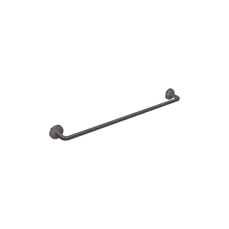 Towel Bar Universal Circular 24 Inch Single Brushed Black Chrome Metal - Image 1