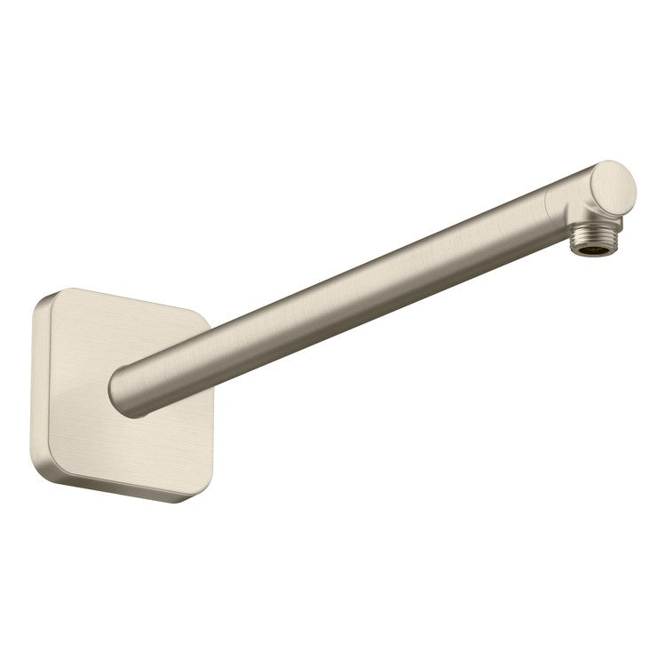 Shower Arm ShowerSolutions with Softsquare Flange Brushed Nickel Brass 90 Degree Wall Mount - Image 1