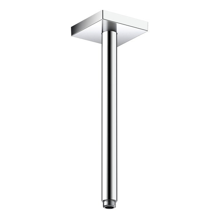 Shower Arm ShowerSolutions with Square Flange Chrome 12 Inch 1/2" NPT Brass Ceiling Mount - Image 1