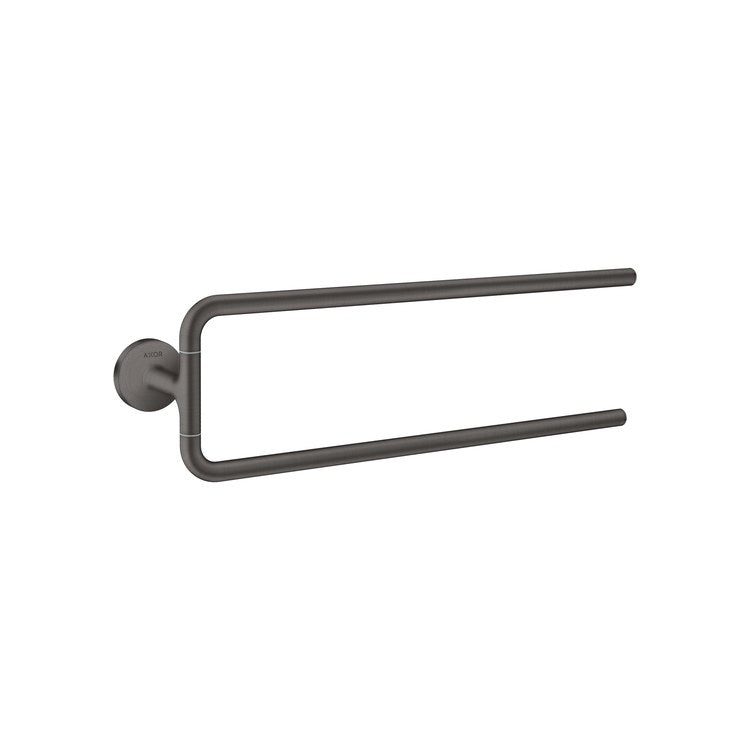 Towel Bar Universal Circular 22 Inch Double Swing Arm Brushed Black Chrome Metal - Image 1