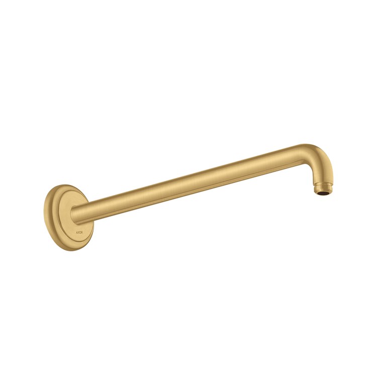 Shower Arm Montreux with Round Flange Brushed Gold Optic Brass 90 Degree Wall Mount