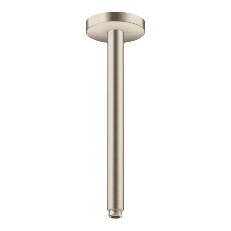 Shower Arm ShowerSolutions with Round Flange Brushed Nickel 12 Inch 1/2" NPT Brass Ceiling Mount - Image 1