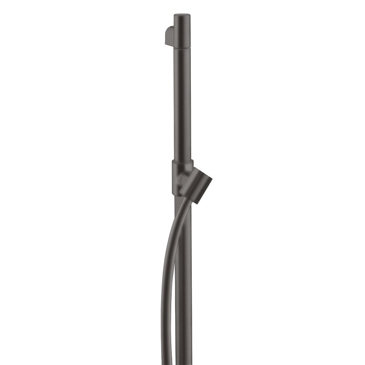 Slide Bar Starck with Adjustable Handshower Holder and 63 Inch Hose 36 Inch Brushed Black Chrome Brass Wall Mount