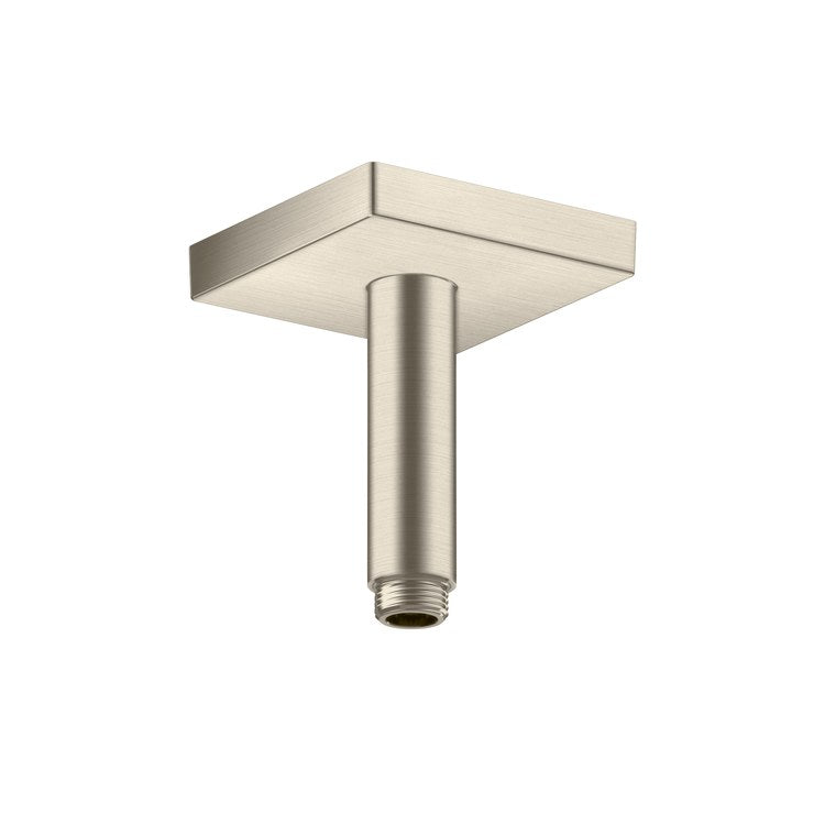 Shower Arm ShowerSolutions with Square Flange Brushed Nickel 4 Inch 1/2" NPT Brass Ceiling Mount - Image 1
