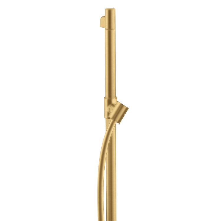 Slide Bar Starck with Adjustable Handshower Holder and 63 Inch Hose 36 Inch Brushed Gold Optic Brass Wall Mount