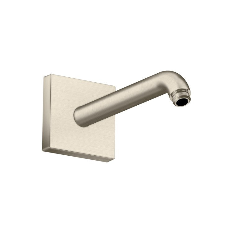 Shower Arm ShowerSolutions with Square Flange Brushed Nickel 9 Inch Brass 25 Degree Wall Mount - Image 1