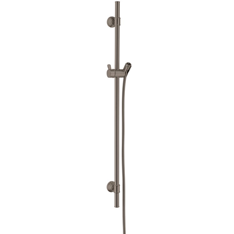 Slide Bar Montreux with Adjustable Handshower Holder and 63 Inch Hose 32 Inch Brushed Black Chrome Brass Wall Mount