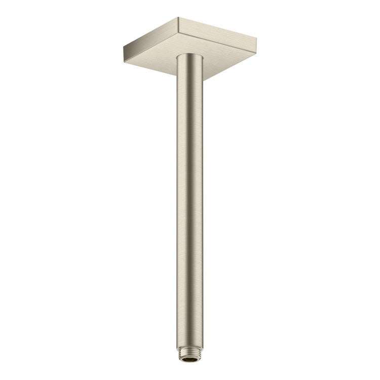 Shower Arm ShowerSolutions with Square Flange Brushed Nickel 12 Inch 1/2" NPT Brass Ceiling Mount - Image 1