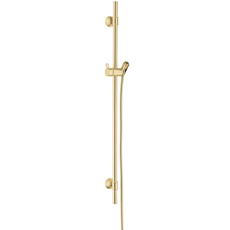 Slide Bar Montreux with Adjustable Handshower Holder and 63 Inch Hose 32 Inch Brushed Gold Optic Brass Wall Mount