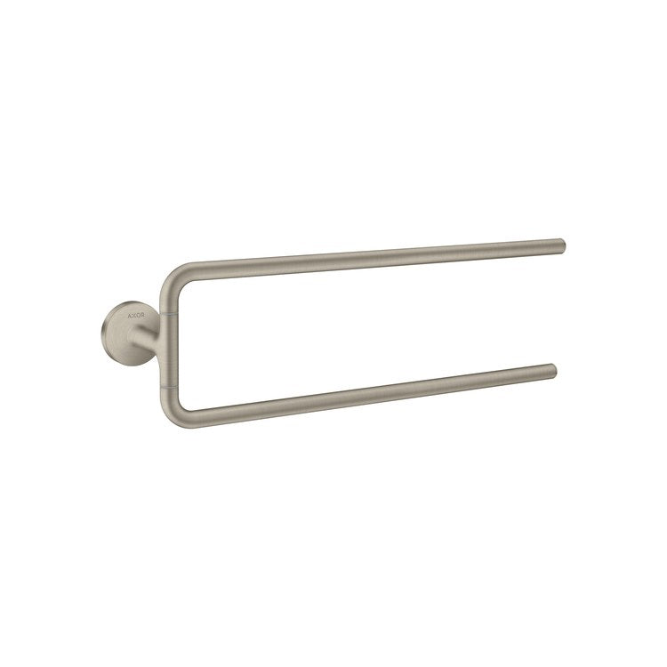 Towel Bar Universal Circular 24 Inch Double Swing Arm Brushed Nickel Metal - Image 1