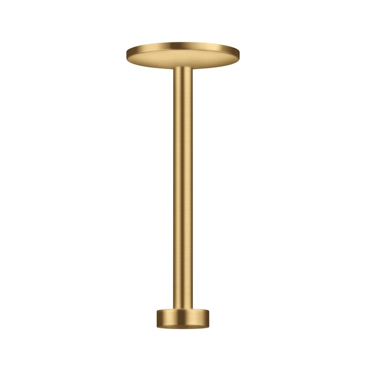 Shower Arm One with Round Flange Brushed Gold Optic 14 Inch NPT Brass Ceiling Mount - Image 1