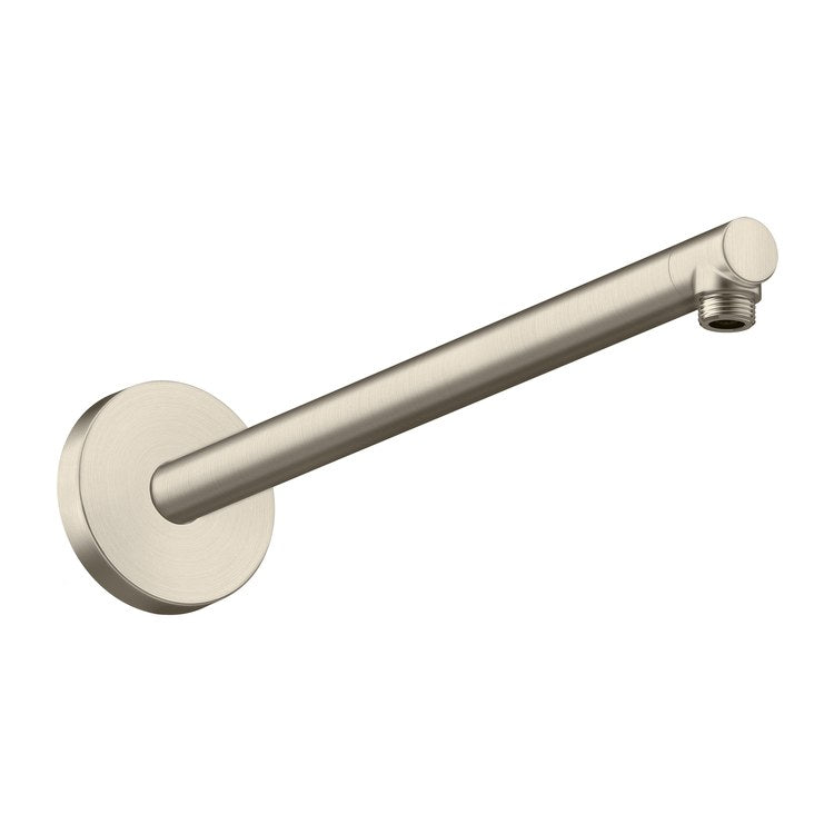 Shower Arm ShowerSolutions with Round Flange Brushed Nickel 15 Inch Brass 90 Degree Wall Mount - Image 1