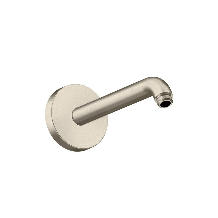 Shower Arm ShowerSolutions with Round Flange Brushed Nickel 9 Inch Brass 25 Degree Wall Mount - Image 1