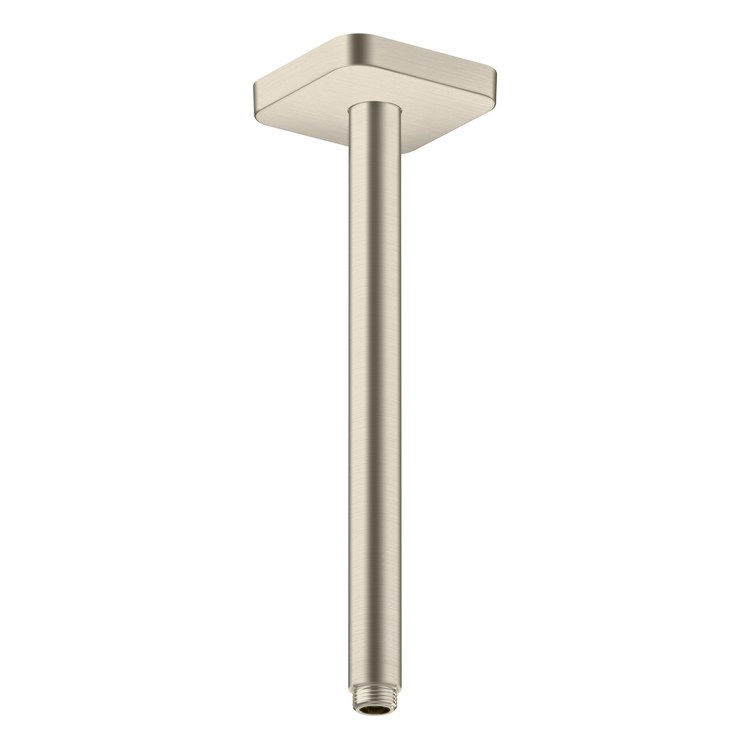 Shower Arm ShowerSolutions with Softsquare Flange Brushed Nickel 12 Inch NPT Brass Ceiling Mount - Image 1