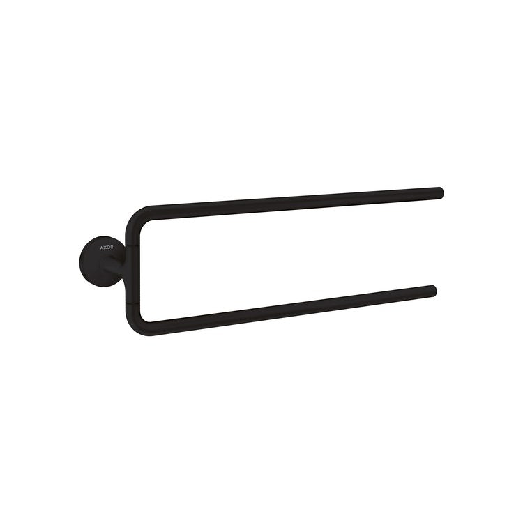 Towel Bar Universal Circular 23 Inch Double Swing Arm Matte Black Metal - Image 1