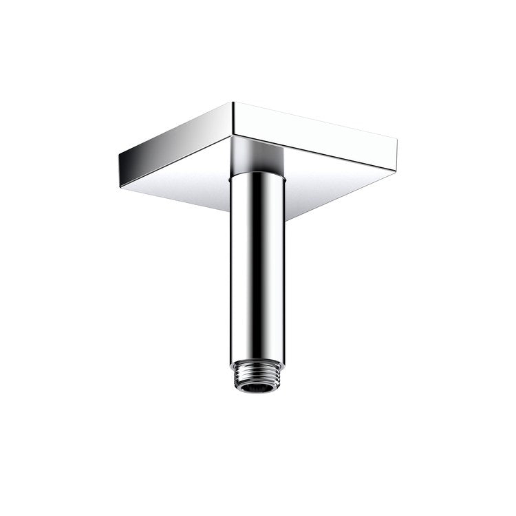 Shower Arm ShowerSolutions with Square Flange Chrome 4 Inch 1/2" NPT Brass Ceiling Mount - Image 1