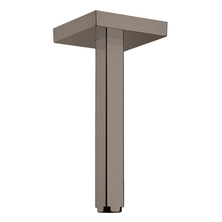 Shower Arm ShowerSolutions with Square Flange Brushed Black Chrome 10-3/4 Inch NPT Brass Ceiling Mount
