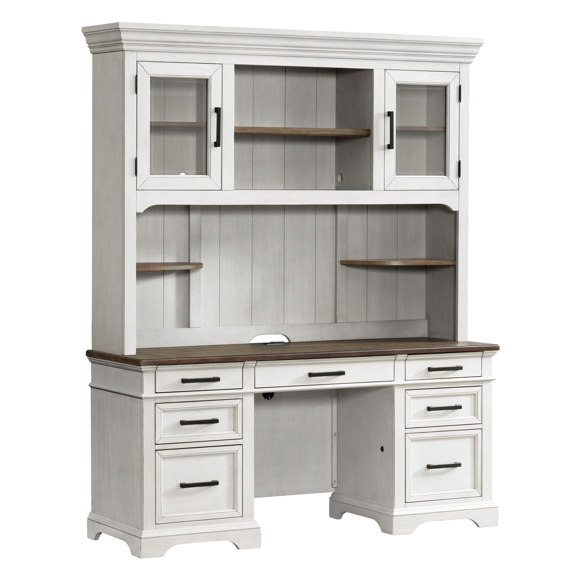 Drake – Credenza Hutch – Rustic White / French Oak