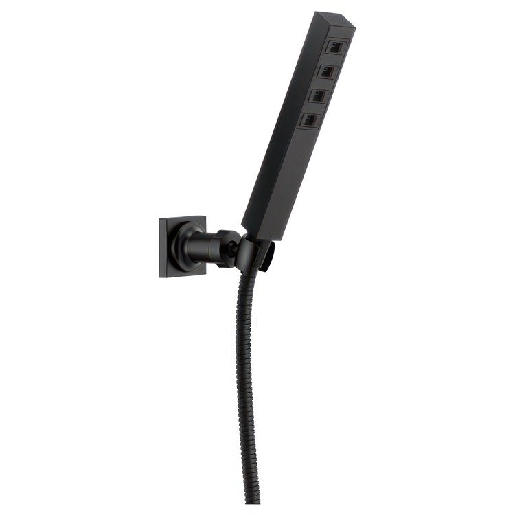 Handshower Universal Showering Components with H2Okinetic Matte Black 1 Function Adjustable Wall Mount - Image 1