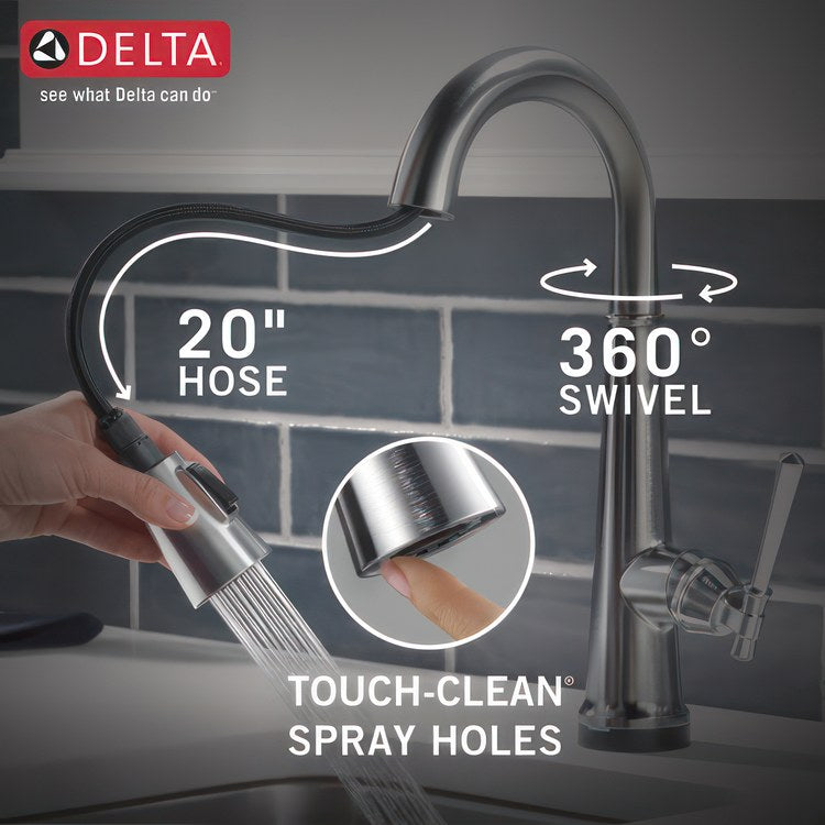 Bar Faucet Emmeline 1 Lever ADA Lumicoat Arctic Stainless Pull Down High Arc 360 DEG Swivel 1.8 Gallons per Minute - Image 2