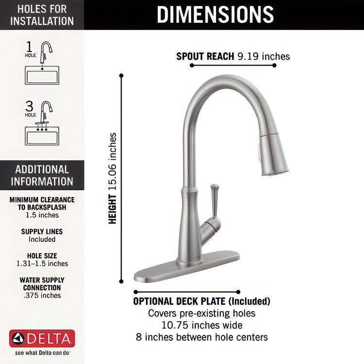 Kitchen Faucet Westville 1 Lever ADA Arctic Stainless Pull Down High Arc 360 DEG Swivel 3 Hole - Image 2