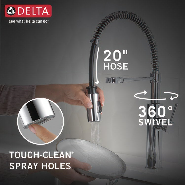 Kitchen Faucet Antoni 1 Lever ADA Chrome Pull Down 2 Function Gooseneck 360 DEG Swivel 3 Hole - Image 2
