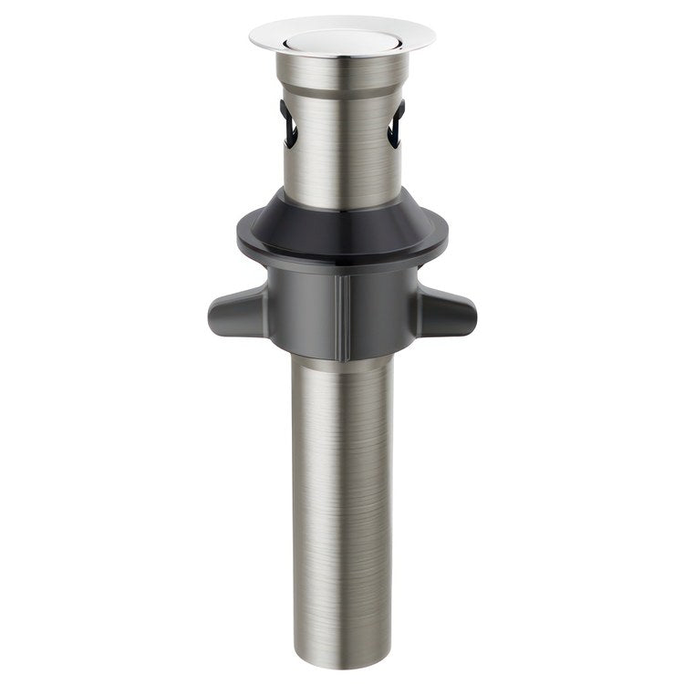 Pop-Up Drain Metal Push with Overflow 7-15/16 Inch Black Stainless Metal for Sinks with Overflow - Image 1