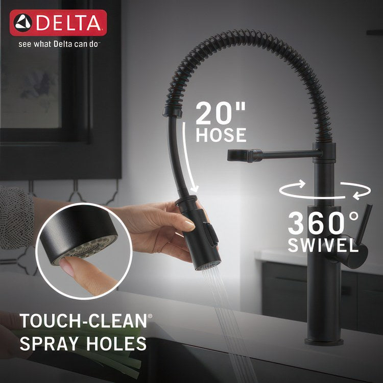 Kitchen Faucet Antoni 1 Lever ADA Matte Black Pull Down 2 Function Gooseneck 360 DEG Swivel 3 Hole - Image 3