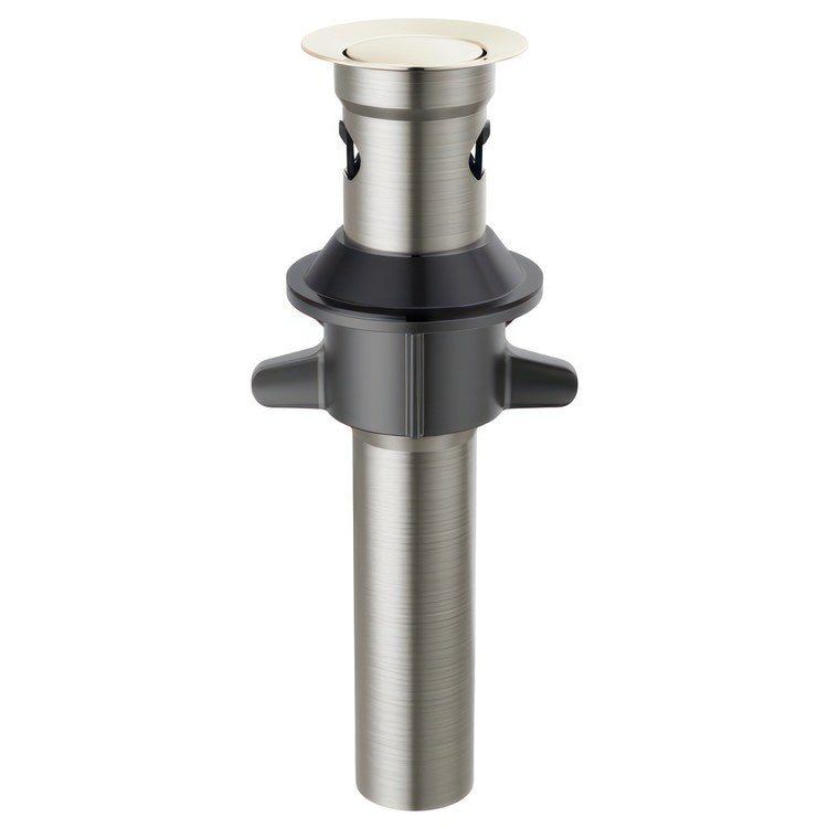 Pop-Up Drain Metal Push with Overflow 7-15/16 Inch Brilliance Polished Nickel Metal for Sinks with Overflow - Image 1