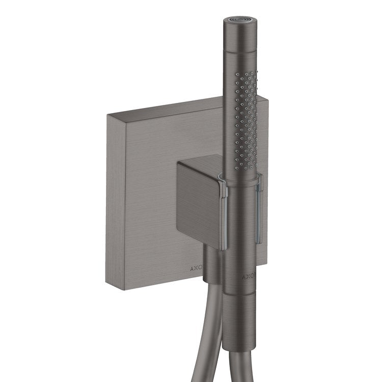 Handshower Holder Starck Organic Wall Mount with Outlet Handshower & Hose Brushed Black Chrome Brass WaterSense - Image 1