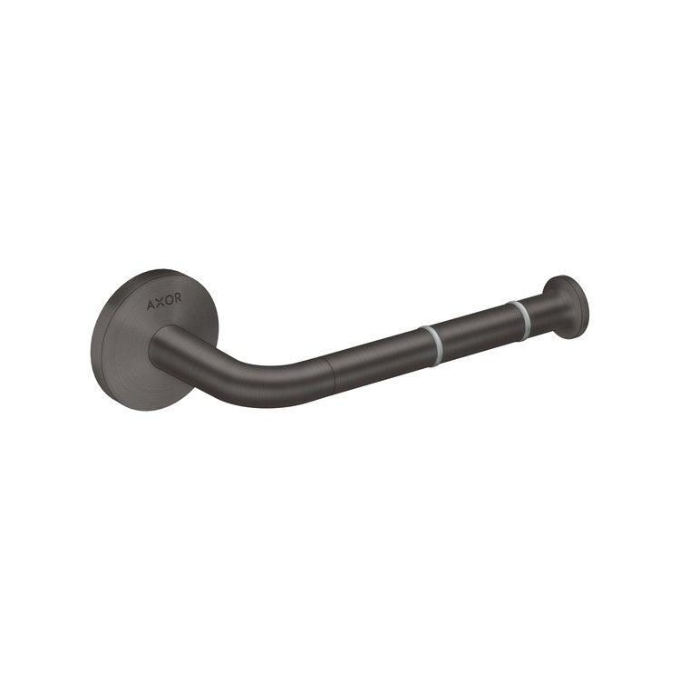 Toilet Paper Holder Universal Circular Single Open Brushed Black Chrome Metal 5-7/8 Inch 3-1/4 Inch Wall Mount - Image 1