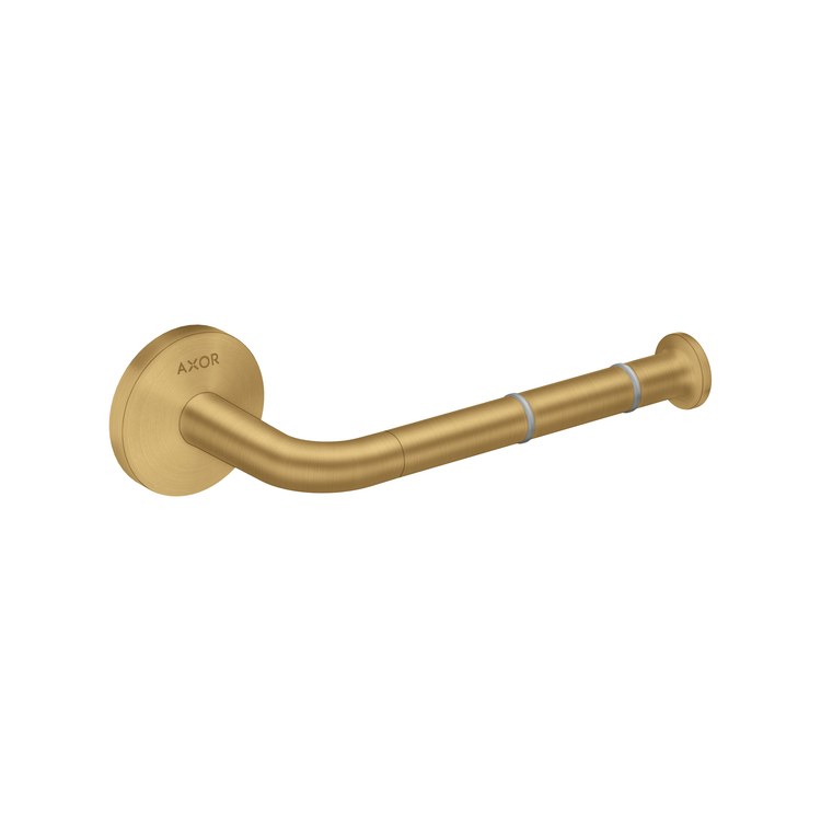 Toilet Paper Holder Universal Circular Single Open Brushed Gold Optic Metal 5-7/8 Inch 3-1/4 Inch Wall Mount - Image 1