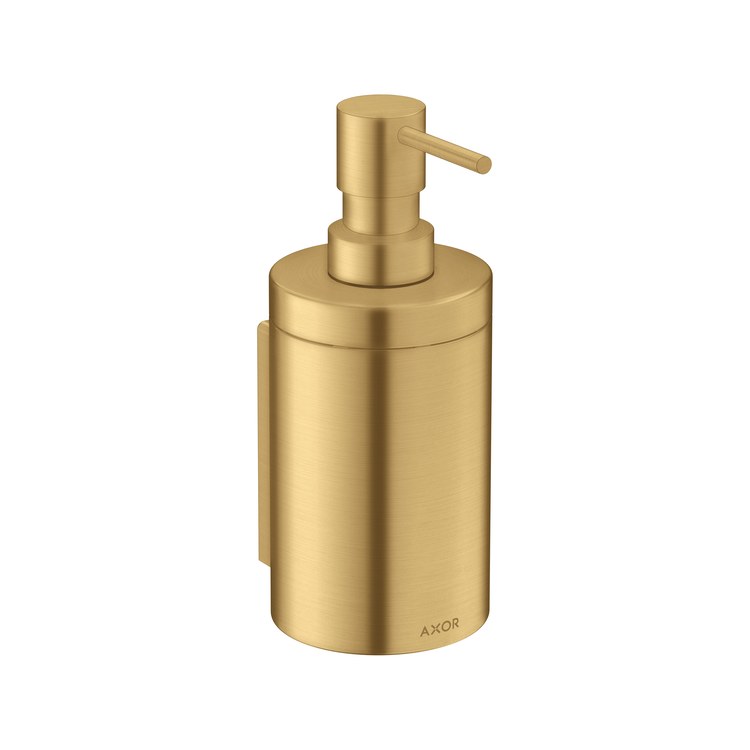 Soap Dispenser Universal Circular Brushed Gold Optic Wall Mount Metal Metal Pump 300 Milliliter - Image 1