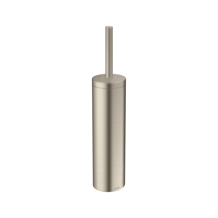 Toilet Brush Holder Universal Circular Wall Mount with Cover Lid and Removable Insert Brushed Nickel Metal