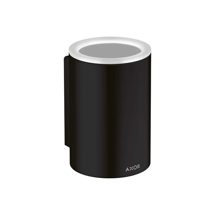 Toothbrush Holder Universal Circular Matte Black Wall Mount Removable Metal/Glass - Image 1