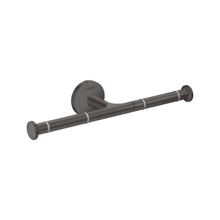 Toilet Paper Holder Universal Circular Double Open Brushed Black Chrome Metal 10-5/8 Inch 3-1/4 Inch Wall Mount - Image 1
