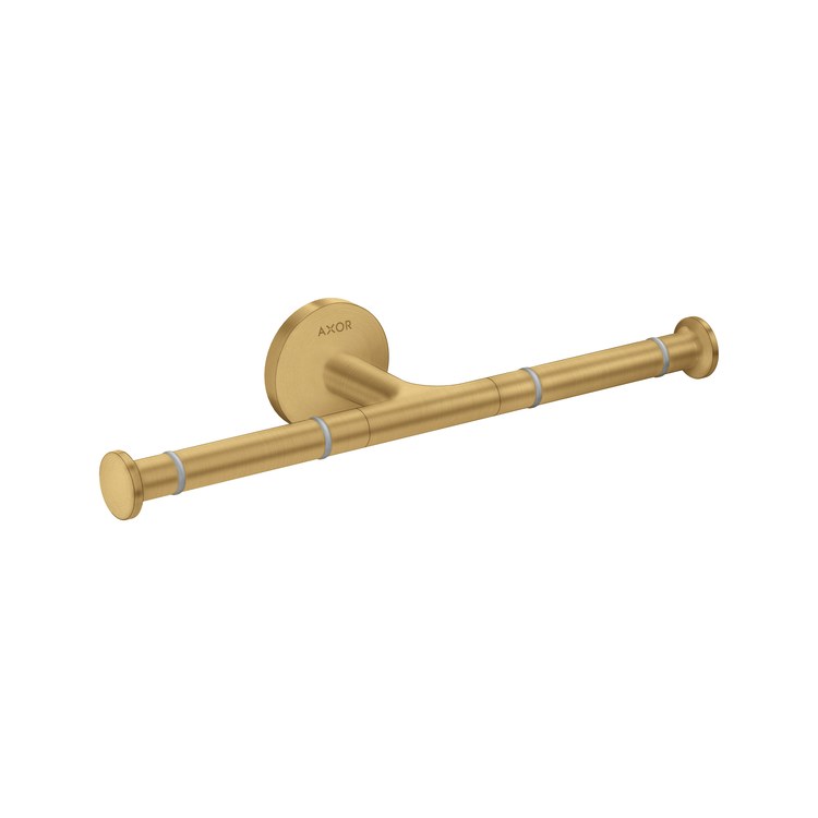 Toilet Paper Holder Universal Circular Double Open Brushed Gold Optic Metal 10-5/8 Inch 3-1/4 Inch Wall Mount - Image 1