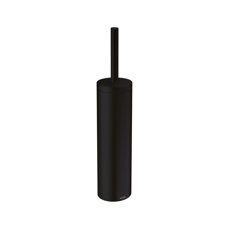 Toilet Brush Holder Universal Circular Wall Mount with Cover Lid and Removable Insert Matte Black Metal