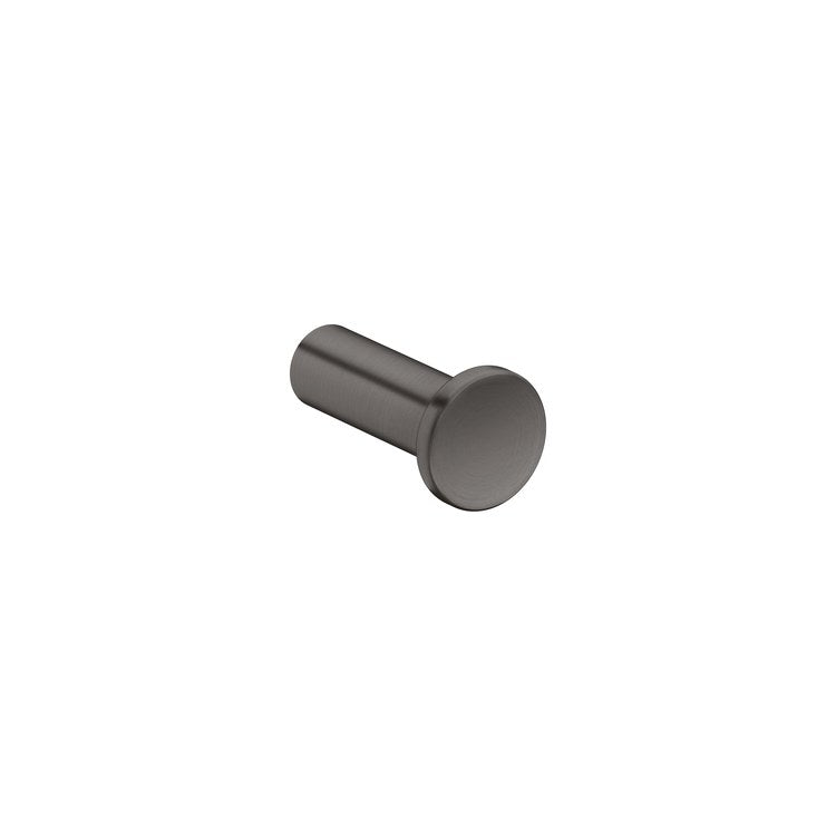Towel Hook Universal Circular Small Single Brushed Black Chrome Wall Mount Metal - Image 1