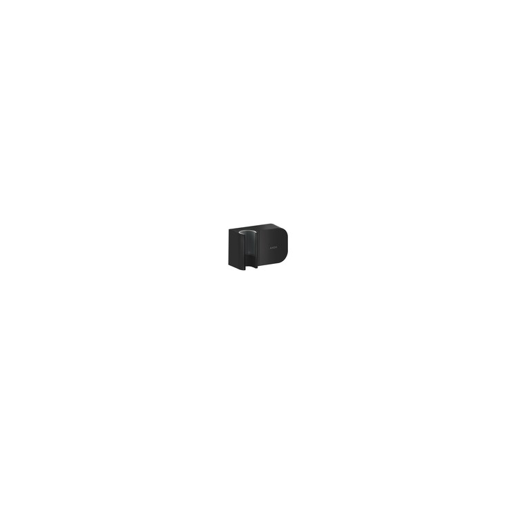 Handshower Holder One Wall Mount with Outlet Matte Black Brass 1/2 Inch for Hose with Cylindrical Nut - Image 1