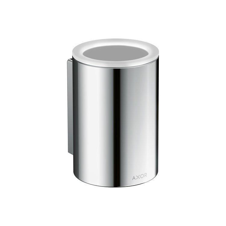 Toothbrush Holder Universal Circular Chrome Wall Mount Removable Metal/Glass - Image 1